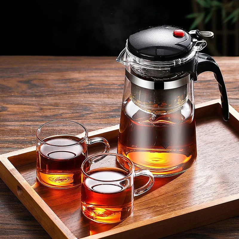 Coffee Tea And Sugar Set - D2 Heat Resistant Glass Teapot One-click