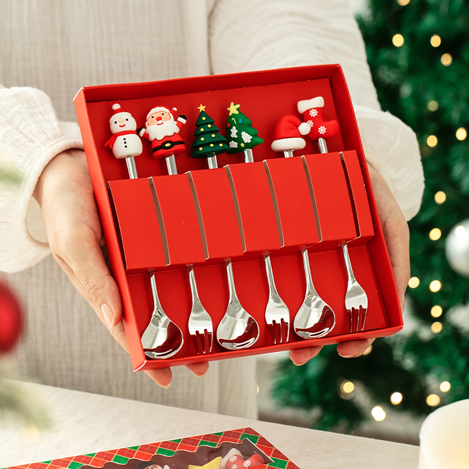 Coffee Tea And Sugar Set - 1Set Creative Christmas Fork And Spoon