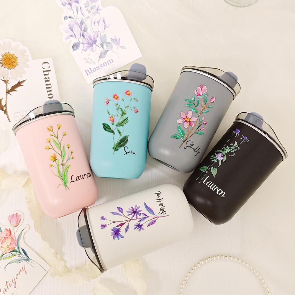 Custom Birth Flower Stainless  - Coffee Tea Name review and price