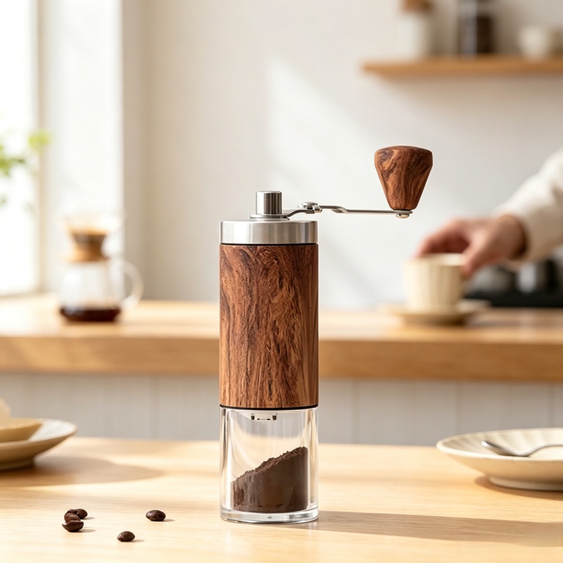 Portable Wood‑Grain Manual Cof - Burr Hand Grinder review and price