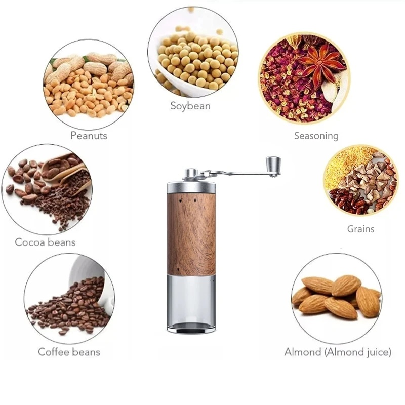 Portable Wood‑Grain Manual Cof - Burr Hand Grinder review and price
