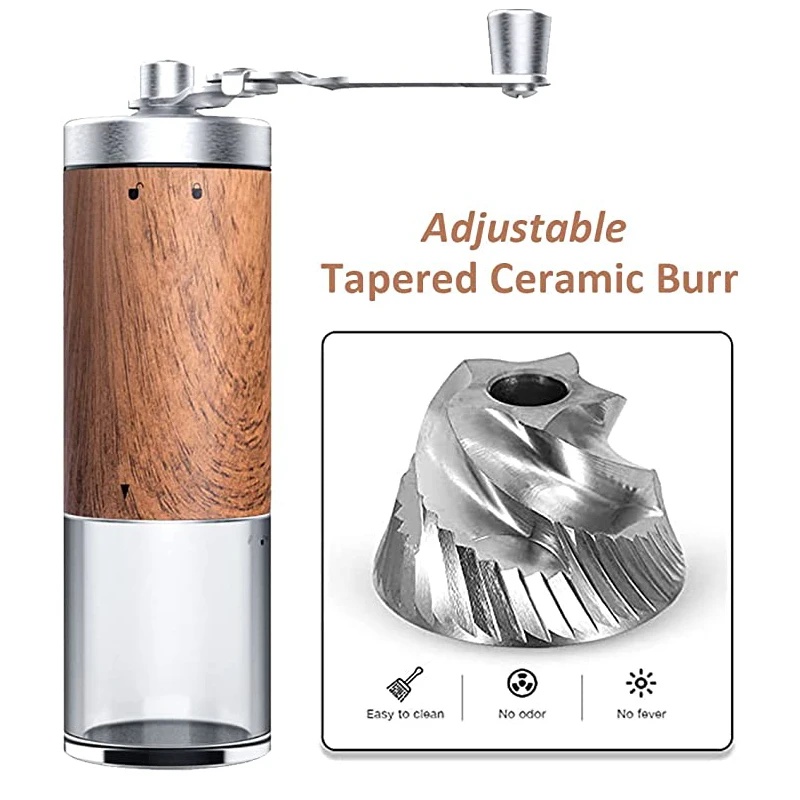 Portable Wood‑Grain Manual Cof - Burr Hand Grinder review and price