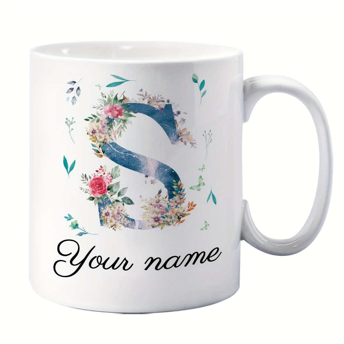 Custom Name/Text Floral Initia - Coffee Tea Name review and price